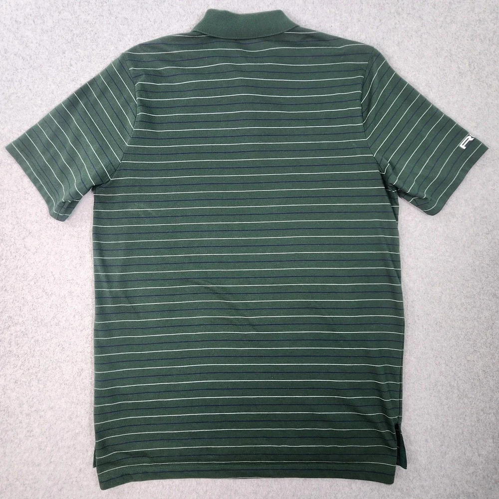 RLX Ralph Lauren Golf Polo Mens Large Green White Blue Striped Performance Shirt